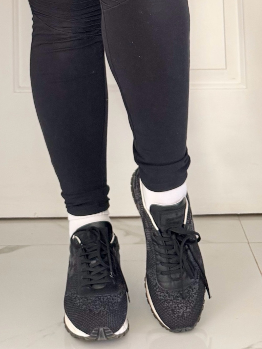 Louis Vuitton Black Knit Sneakers checkers women’s  shoes